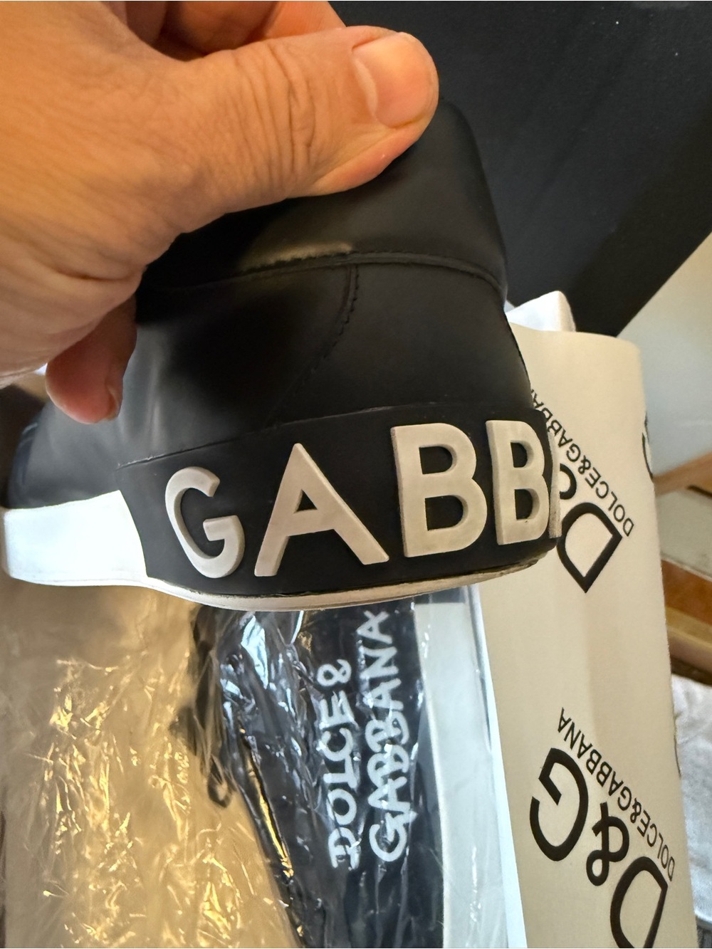 Dolce & Gabbana Men's Black Leather Low-Top Sneakers - Picture 3 of 3